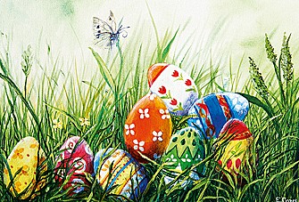 Ostereier im Gras