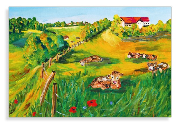 Liegende Kühe auf der Wiese